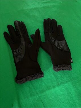 Men's Black Winter Tech Gloves with Faux Fur Cuff